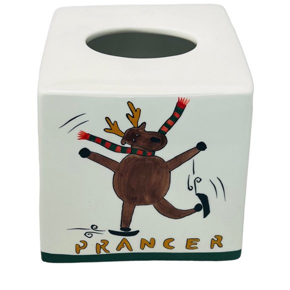Vintage Certified International Ceramic "Prancer & Dasher" Tissue Box Cover - Picture 9 of 9
